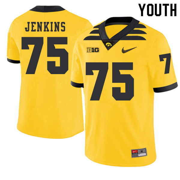 2019 Youth #75 Jeff Jenkins Iowa Hawkeyes College Football Alternate Jerseys Sale-Gold